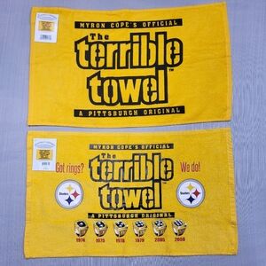 2 Original Pittsburgh Steelers Gold Terrible Towels Myron Cope's Official Yellow